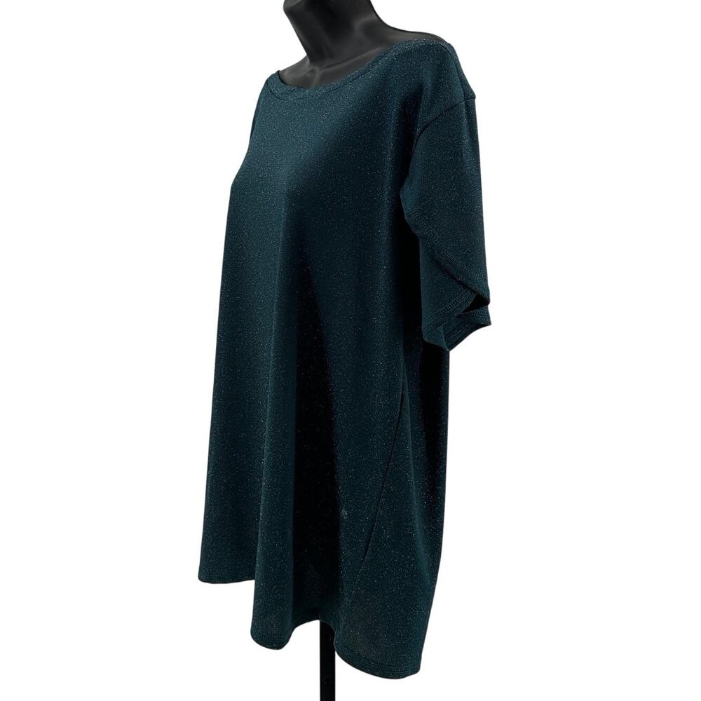 Amaryllis Blouse WMNS XL  Petal Sleeves Sparkle Emerald Green Boat Neck Top - Picture 3 of 7